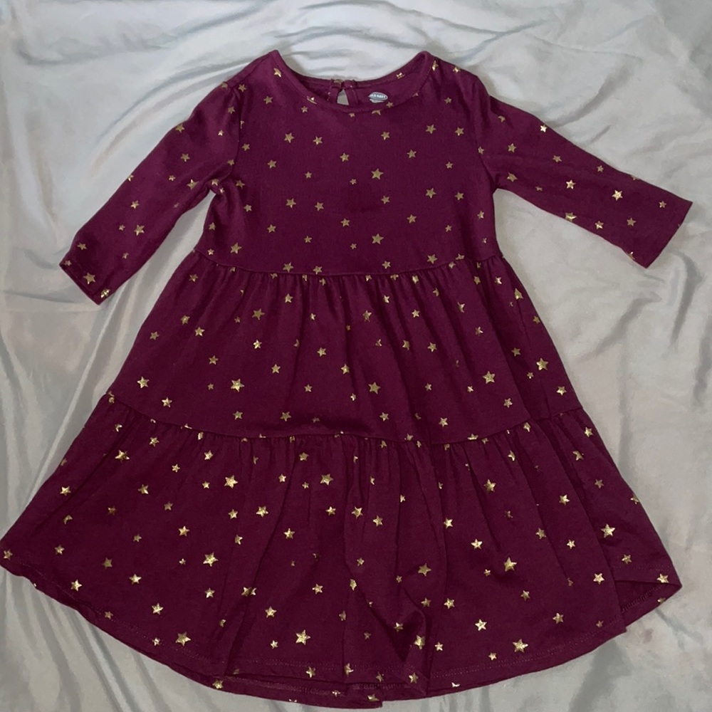Old Navy kids purple dress with gold stars US 4T